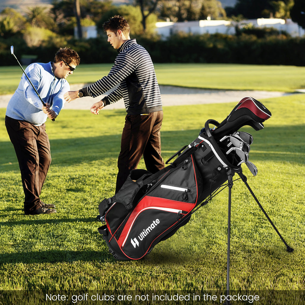 Lightweight Golf Stand Bag with 14 Way Top Dividers and 6 Pockets-Red