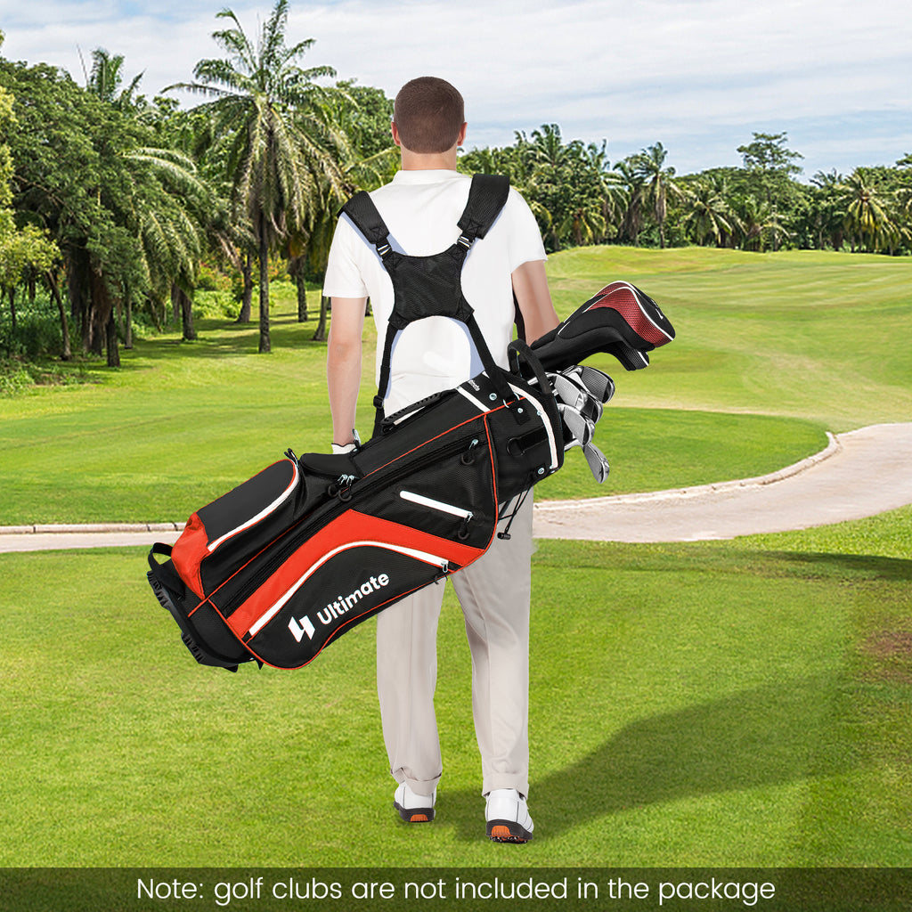 Lightweight Golf Stand Bag with 14 Way Top Dividers and 6 Pockets-Red