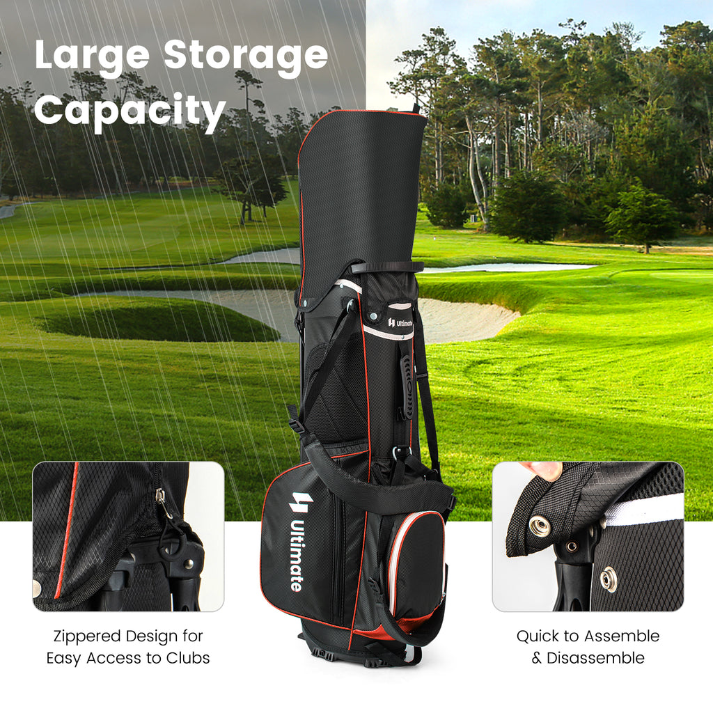 Lightweight Golf Stand Bag with 14 Way Top Dividers and 6 Pockets-Red