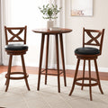 2 Pieces Classic Counter Height Swivel Bar Stool Set with X-shaped Open Back-L
