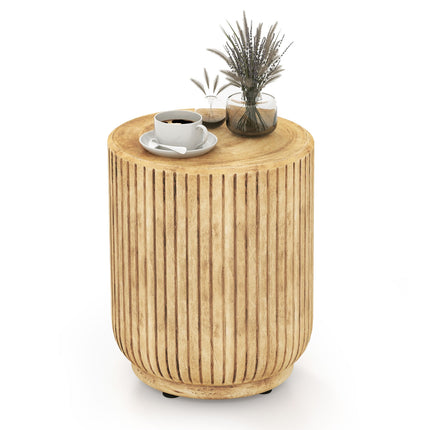 Boho Hourglass-shaped Outdoor Side Table with Wood Grain