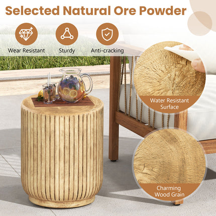 Boho Hourglass-shaped Outdoor Side Table with Wood Grain