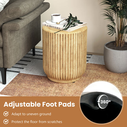 Boho Hourglass-shaped Outdoor Side Table with Wood Grain