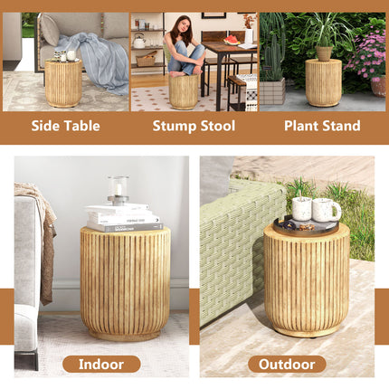 Boho Hourglass-shaped Outdoor Side Table with Wood Grain