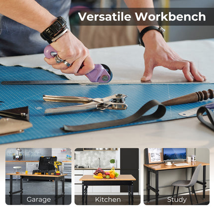48" x 24" Adjustable Height Mobile Workbench with Caster-Natural