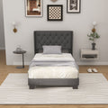 Twin/Full/Queen Size Upholstered Platform Bed with Button Tufted Headboard-Twin Size