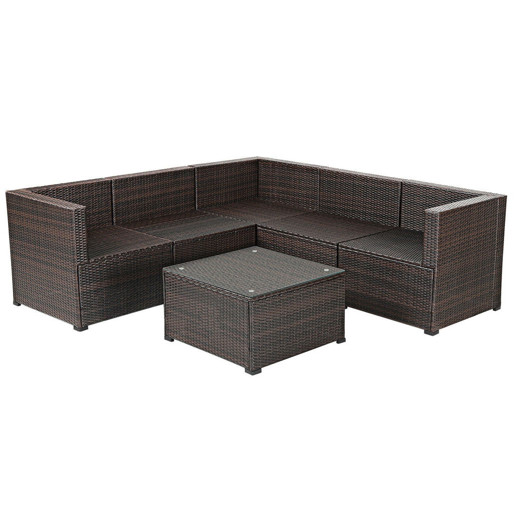 Ensemble de canapé 6 pièces pour mobilier de patio avec coussins pour l'extérieur - Turquoise