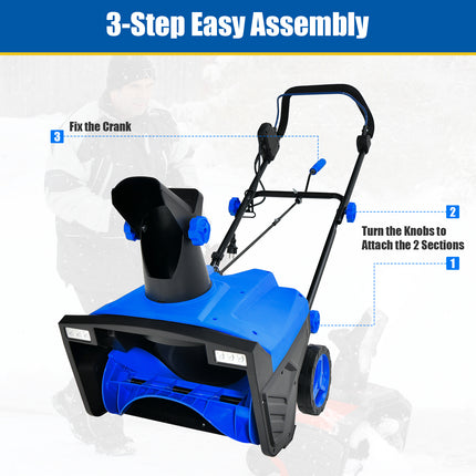 20 Inch 120V 15Amp Electric Snow Thrower  with 180Â° Rotatable Chute-Blue