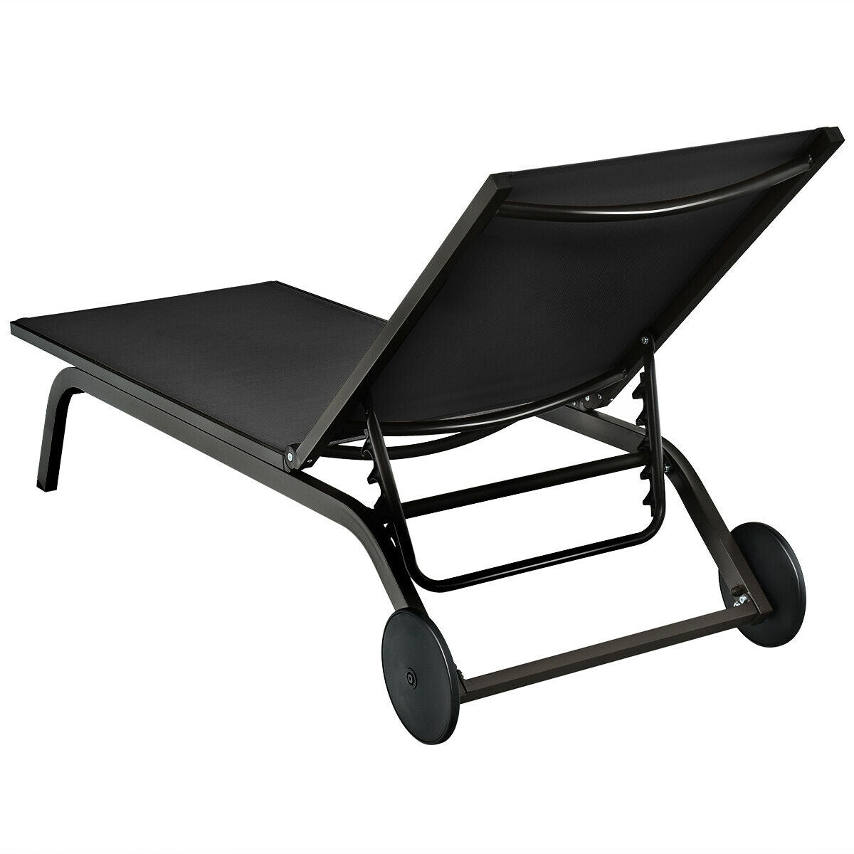 Chaise longue de patio extérieure en tissu d'aluminium avec inclinaison réglable - Noire