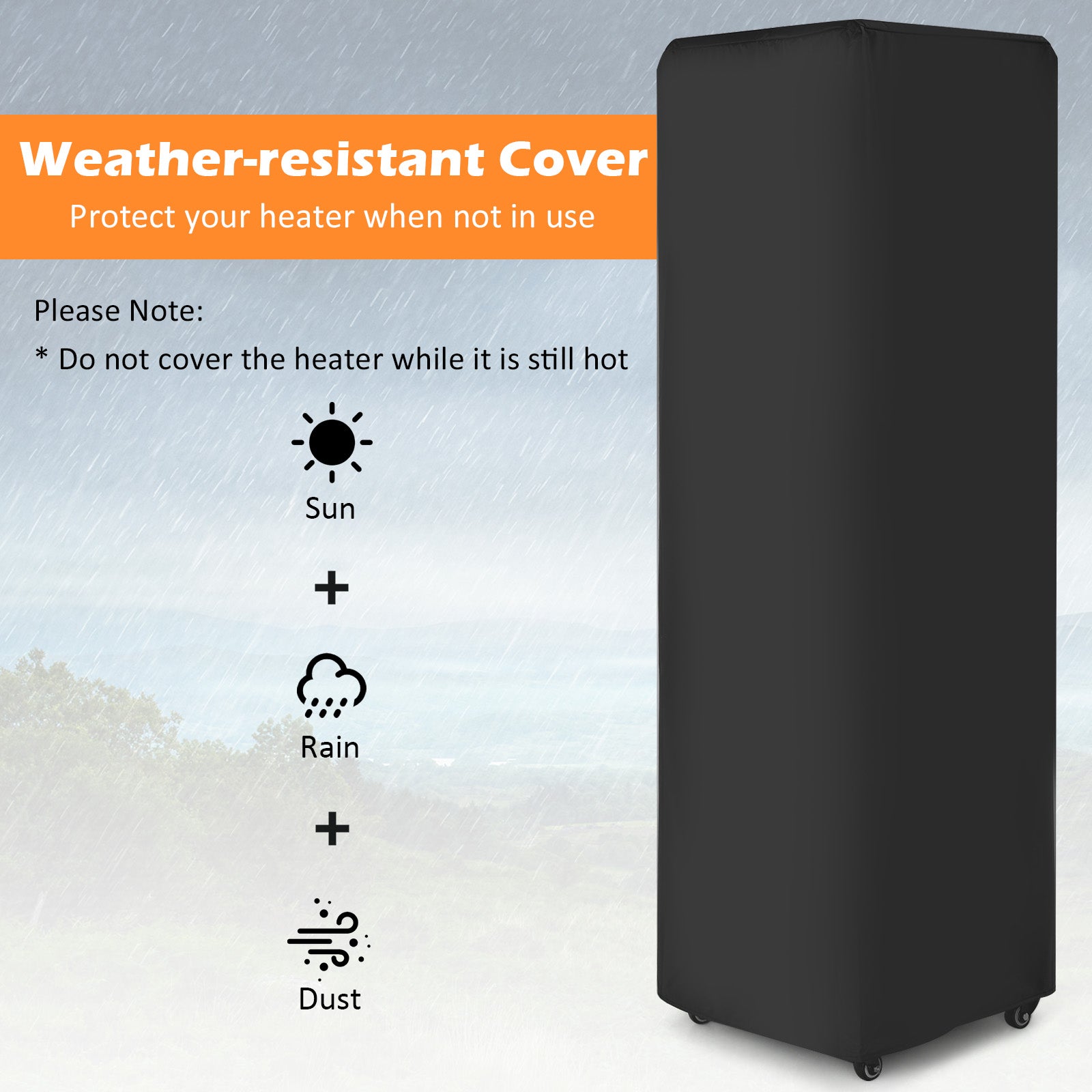 Chauffe-terrasse au propane de 41 000 BTU avec roulettes verrouillables - Noir