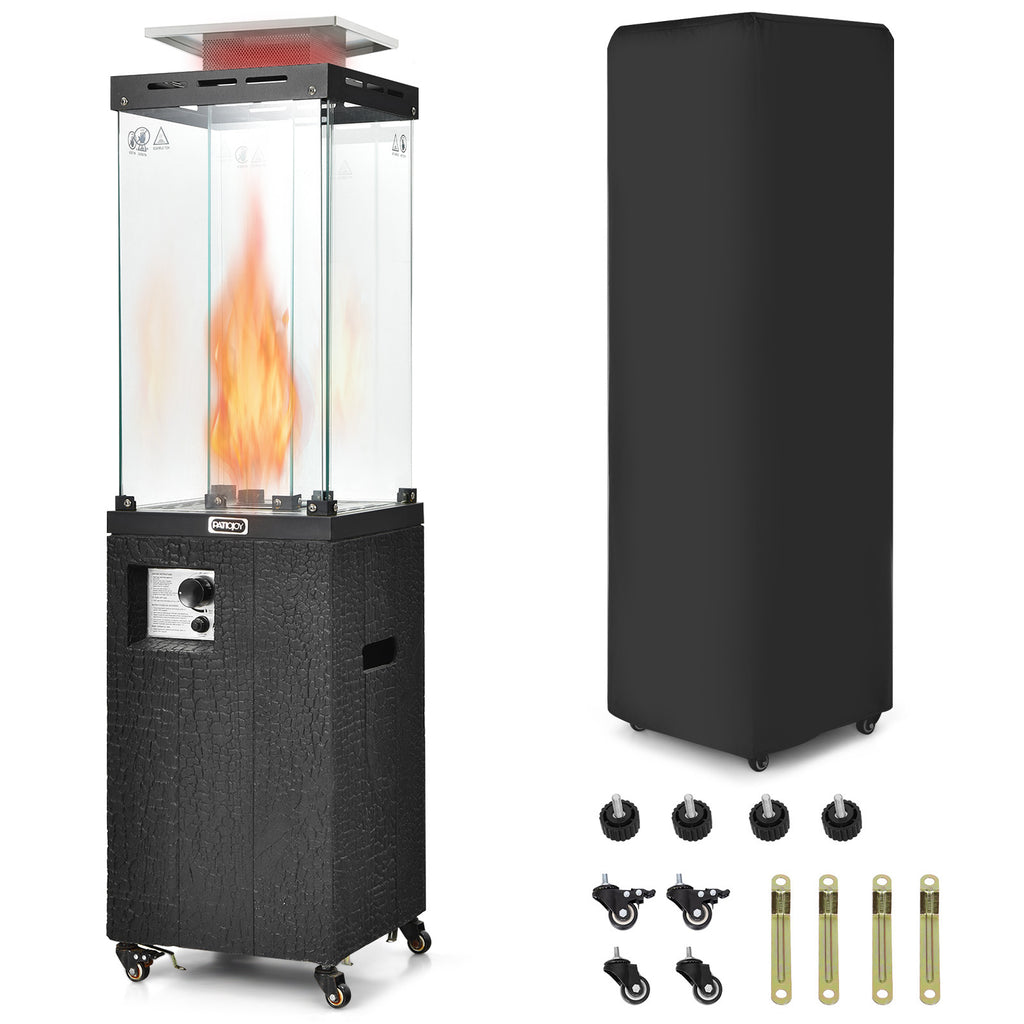Chauffe-terrasse au propane de 41 000 BTU avec roulettes verrouillables - Noir