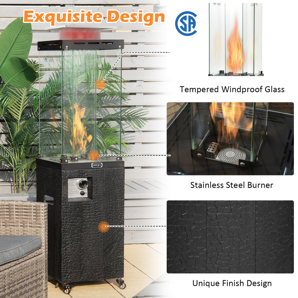 Chauffe-terrasse au propane de 41 000 BTU avec roulettes verrouillables - Noir