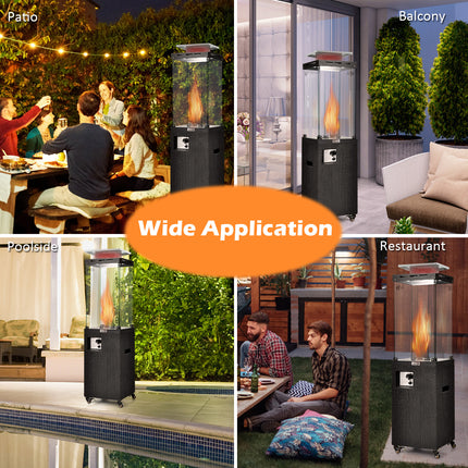41 000 BTU Propane Patio Heater with Lockable Wheels-Black