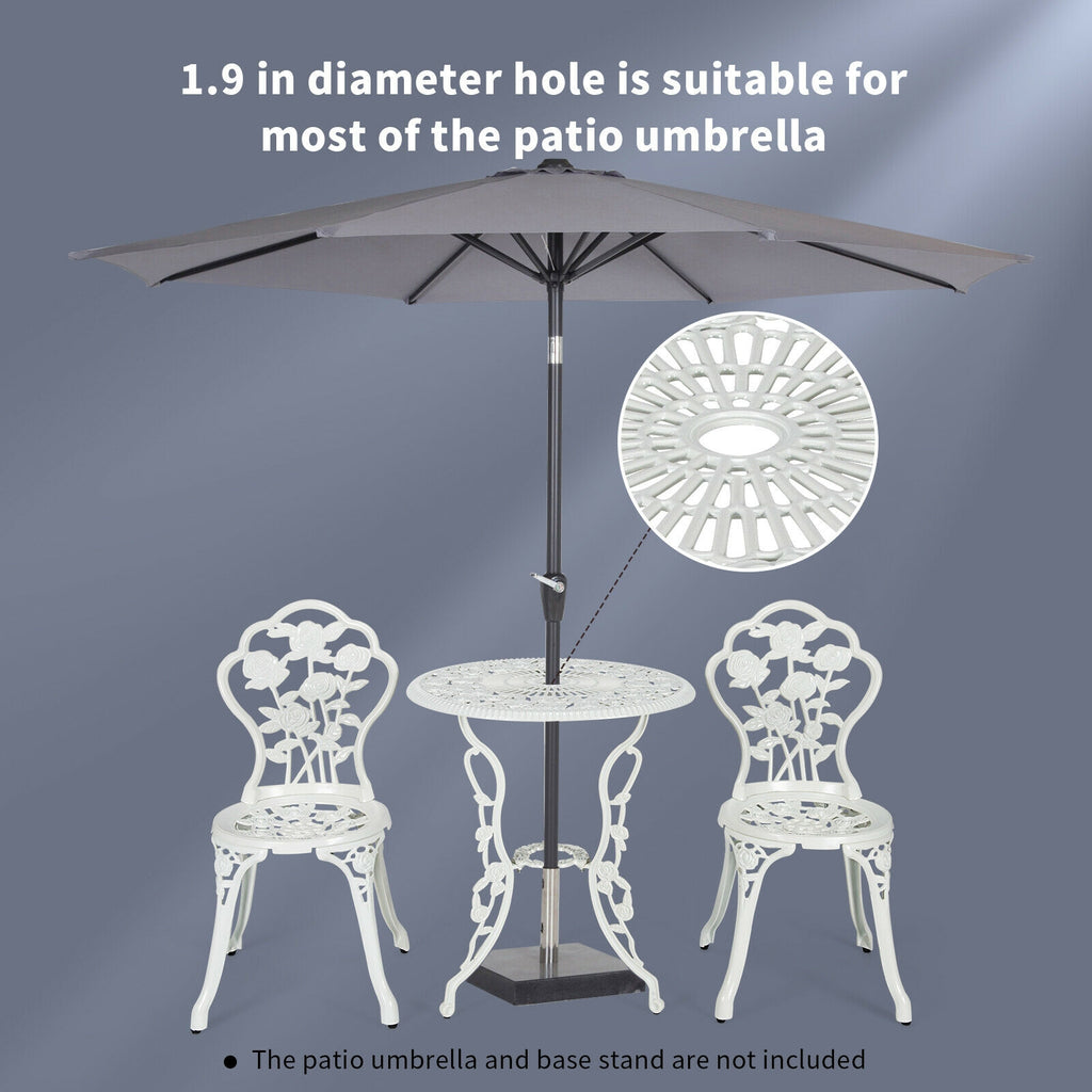 Ensemble de meubles de patio d'extérieur en fonte d'aluminium avec motif rose - Blanc