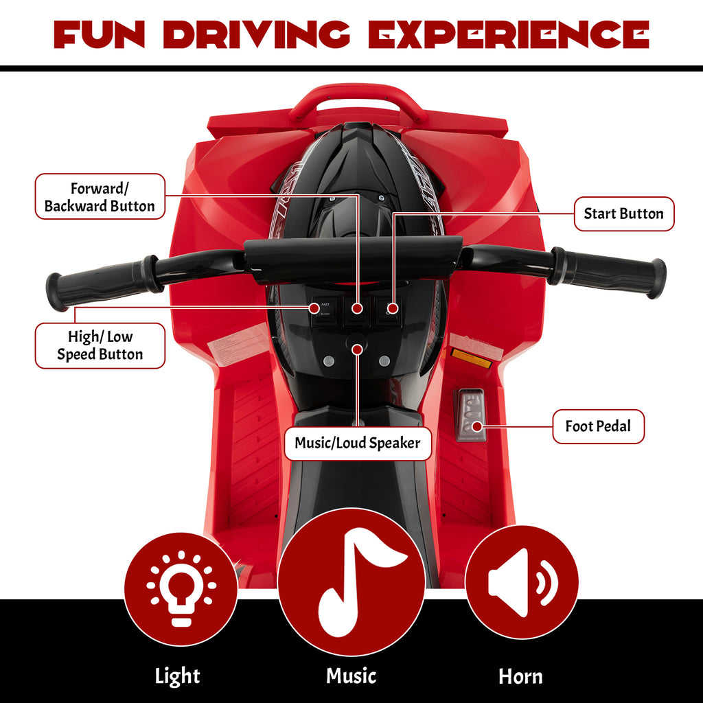 12V Kids Ride On ATV with High/Low Speed and Comfortable Seat-Red
