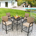 Tabourets de bar en rotin pour patio, lot de 4 avec coussins moelleux