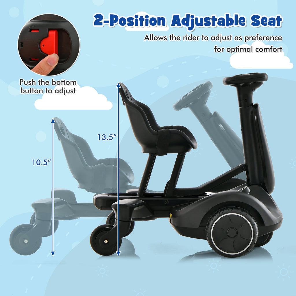 6V Kids Ride on Drift Car with 360° Spin and 2 Adjustable Heights-Black