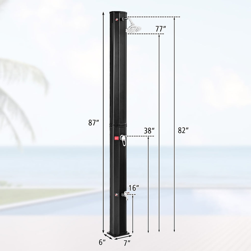Douche solaire extérieure 2,2 m avec pommeau de douche réglable