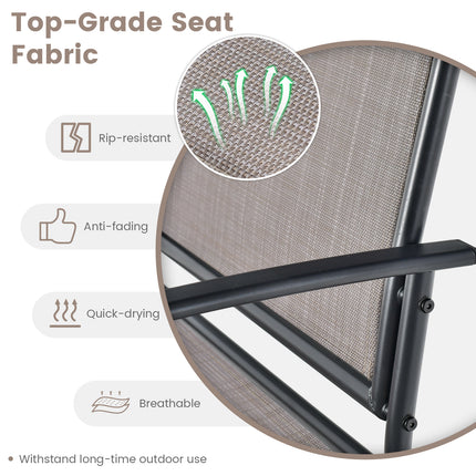 Outdoor Gliding Loveseat Chair with Tempered Glass Coffee Table-2 Pieces