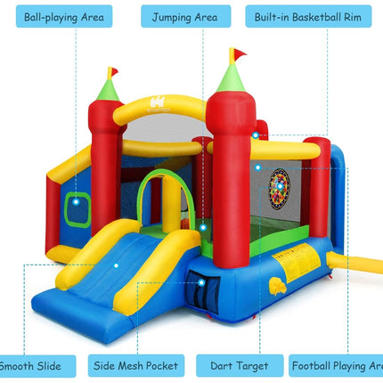 7-in-1 Kids Inflatable Bounce House with Ocean Balls and 480W Blower