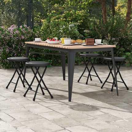 Set of 4 18 Inch Collapsible Round Stools with Handle-Black