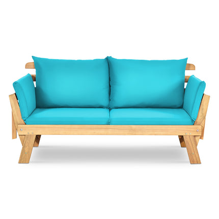 Adjustable  Patio Convertible Sofa with Thick Cushion-Turquoise