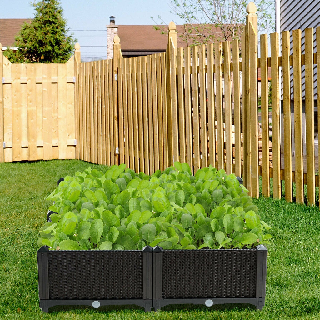 Lot de 4 jardinières surélevées pour fleurs, légumes et herbes aromatiques - Marron