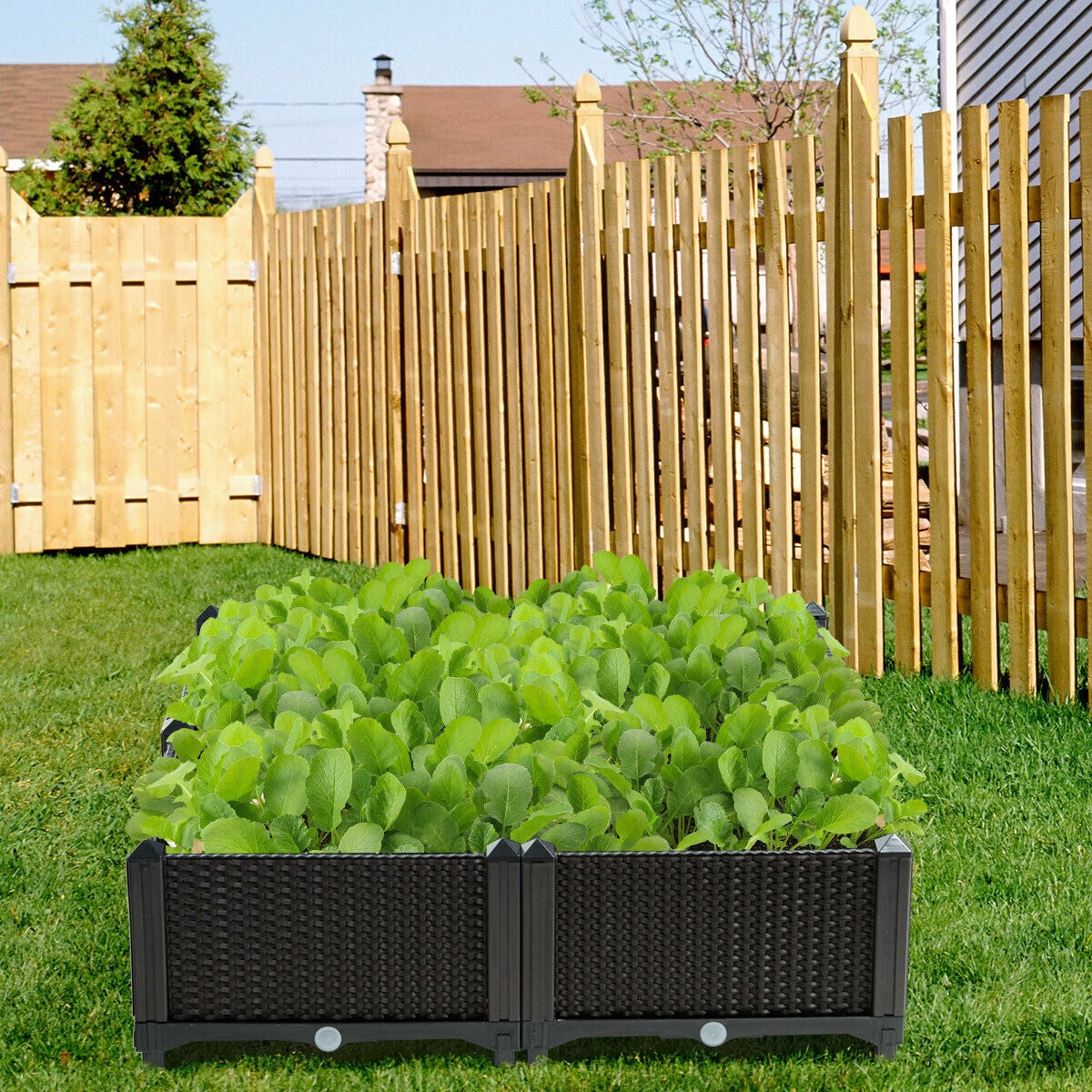Lot de 4 jardinières surélevées pour fleurs, légumes et herbes aromatiques - Marron