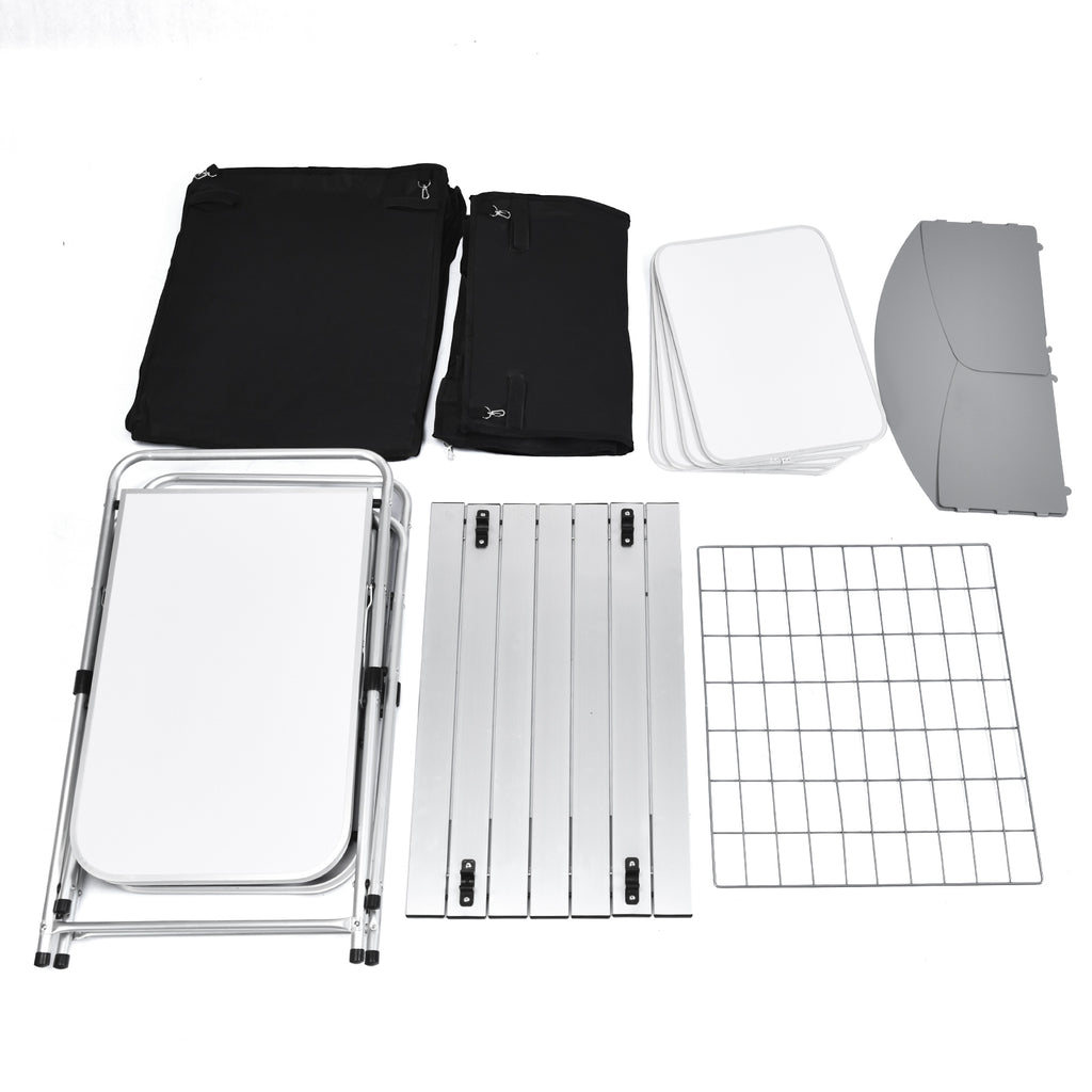 Table de camping pliante avec organisateur de rangement - Noir