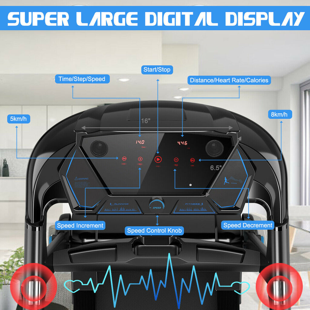 2.25HP Folding Treadmill Running Jogging Machine with APP heart rate bluetooth