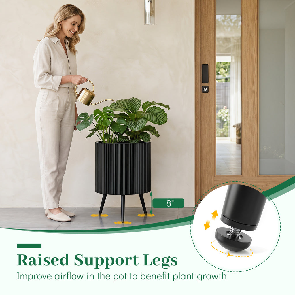 16.5 Inch Plant Pot with Stand and Tapered Legs for Garden
