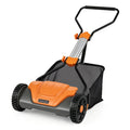 16 Inch Adjustable Cutting Heights 5-Blade Push Reel Lawn Mower with 8 Gal Removable Grass Catcher Bag-Orange