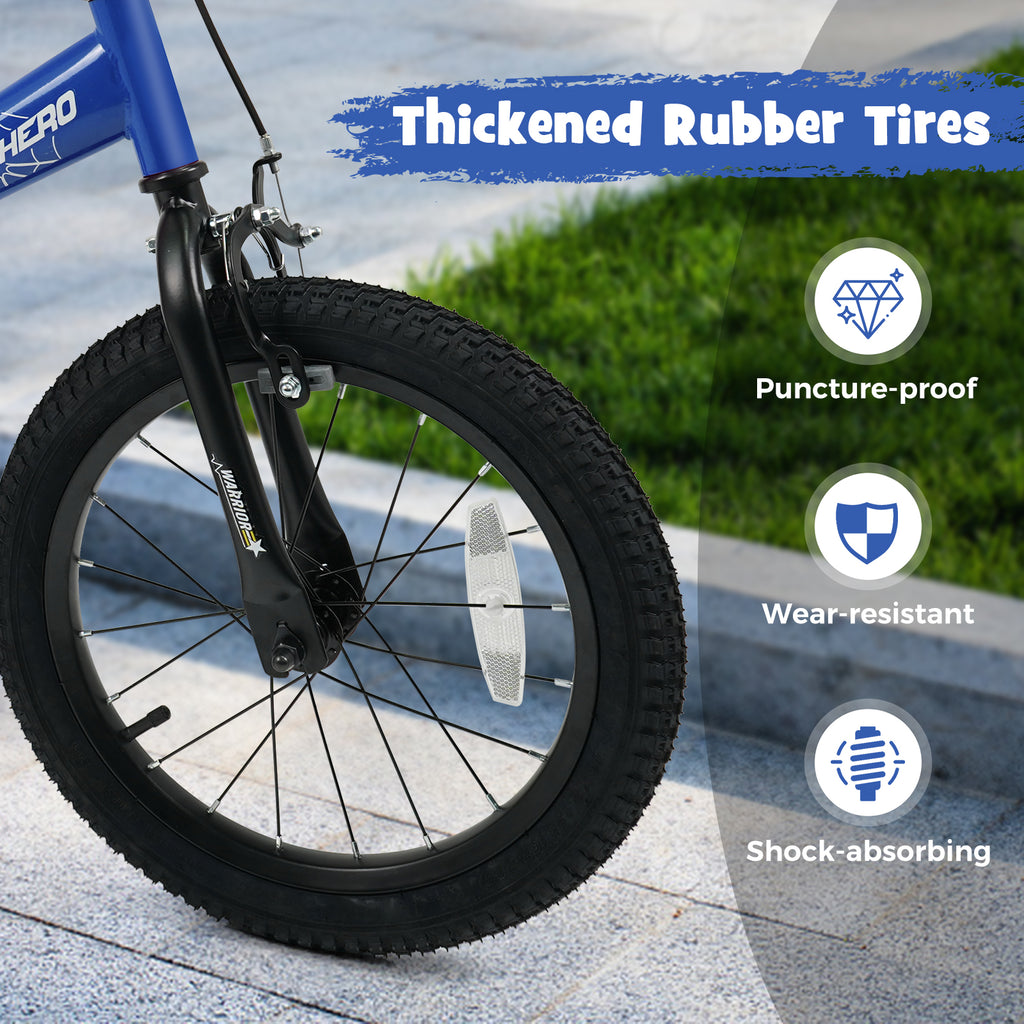 16-Inch Kids Bike with Removable Training Wheels Navy - Brave Hero