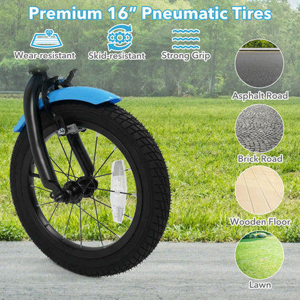 16 Inch Kids Bike with Training Wheels and Basket Navy Color