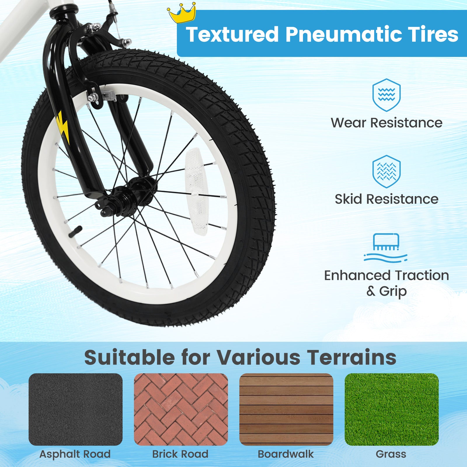 16 Inch Kids Bike with Training Wheels for Ages 4-7 Years Old White- Street Art Time