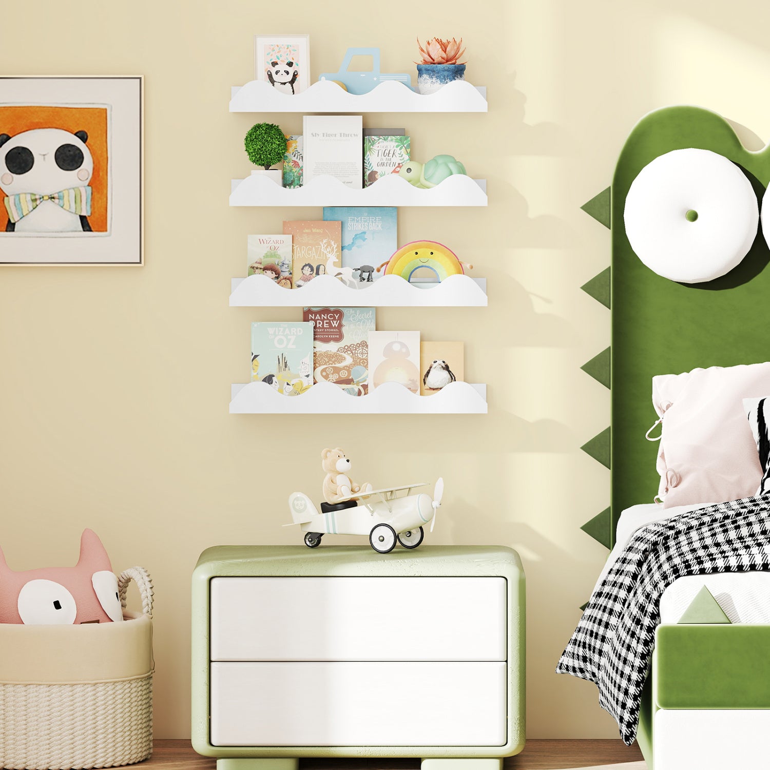16 Inch Kids Bookshelf Set of 4 Floating Nursery Book Shelves for Decoration Book Toy Storage-White
