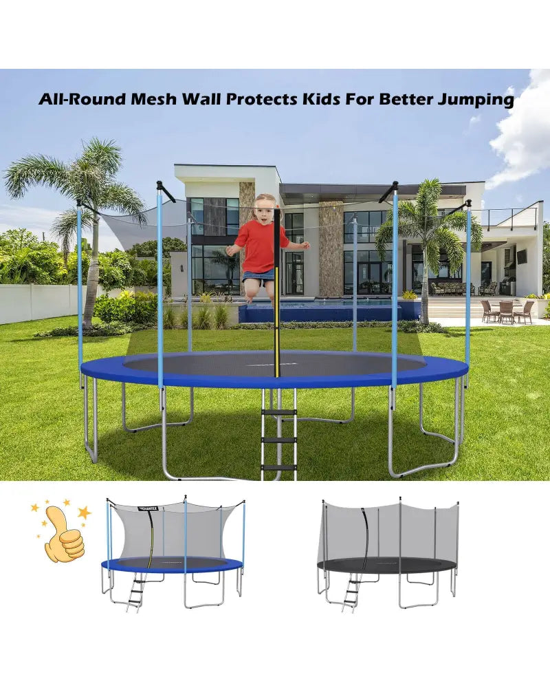 16Ft Replacement Weather-Resistant Trampoline Safety Enclosure Net - Black - Trampoline Accessories