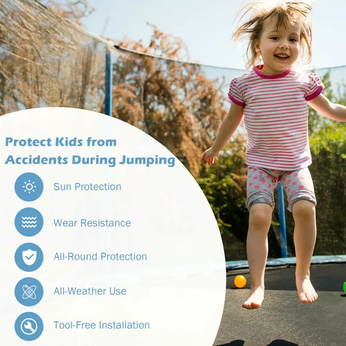 16Ft Replacement Weather-Resistant Trampoline Safety Enclosure Net - Black - Trampoline Accessories