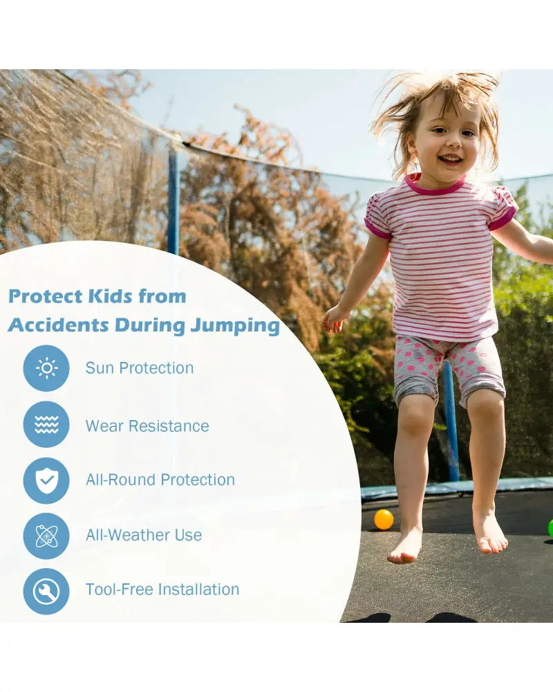 16Ft Replacement Weather-Resistant Trampoline Safety Enclosure Net - Black - Trampoline Accessories