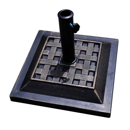 17.5 Inch Heavy Duty Square Umbrella Base Stand of 30 lbs for Outdoor - Bronze - Outdoor Umbrella Bases