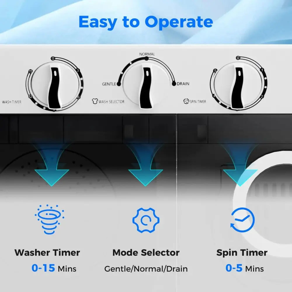 17.6 lbs Portable Washing Machine with Drain Pump-Black Costway