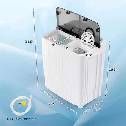 17.6 lbs Portable Washing Machine with Drain Pump-Black Costway