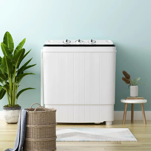 17.6 lbs Portable Washing Machine with Drain Pump-Black - Gray - Washing Machines