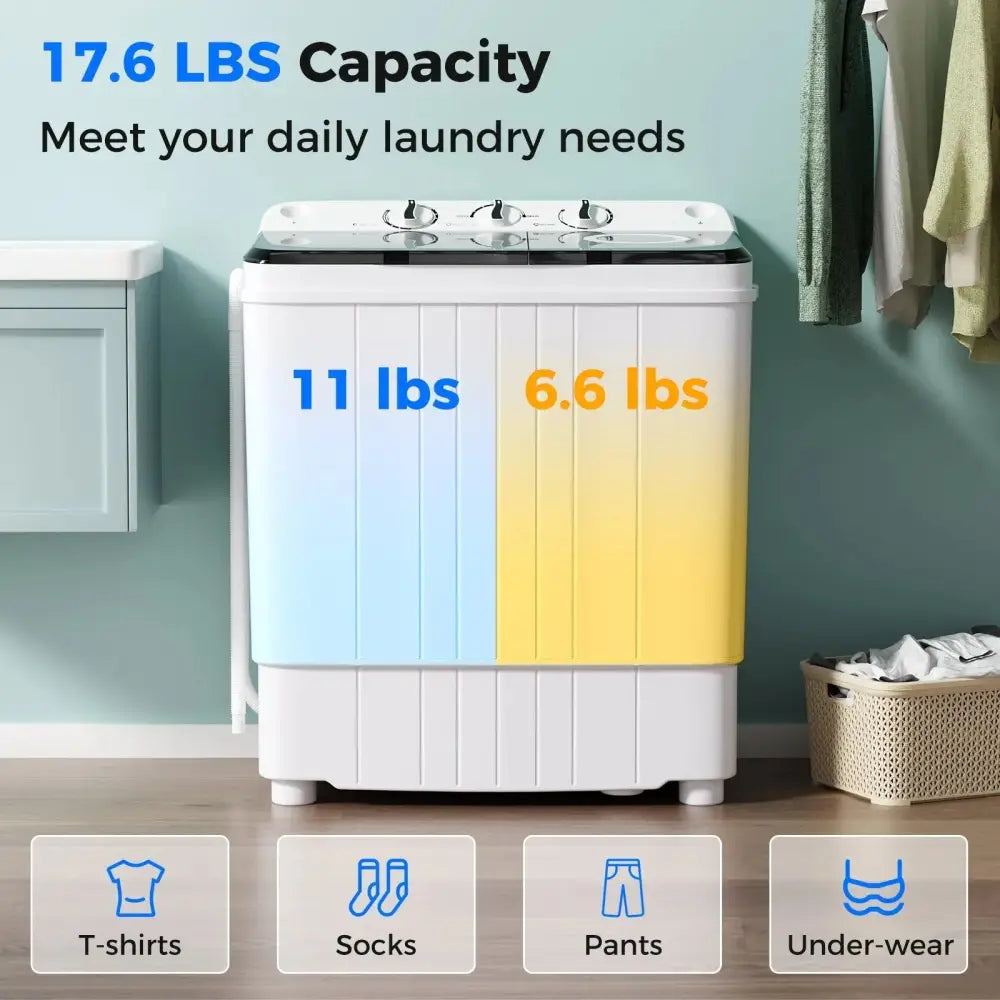 17.6 lbs Portable Washing Machine with Drain Pump-Black Costway