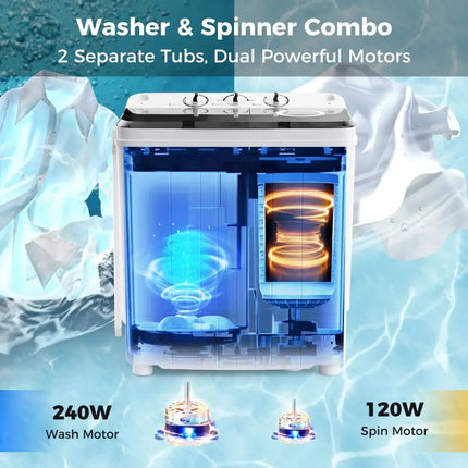 17.6 lbs Portable Washing Machine with Drain Pump-Black Costway