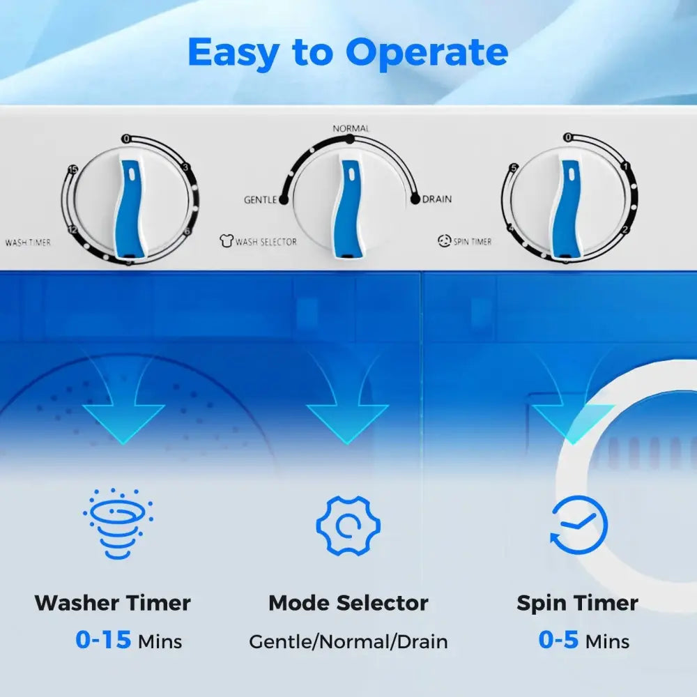 17.6 lbs Portable Washing Machine with Drain Pump-Blue Costway