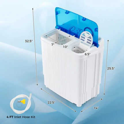 17.6 lbs Portable Washing Machine with Drain Pump-Blue Costway