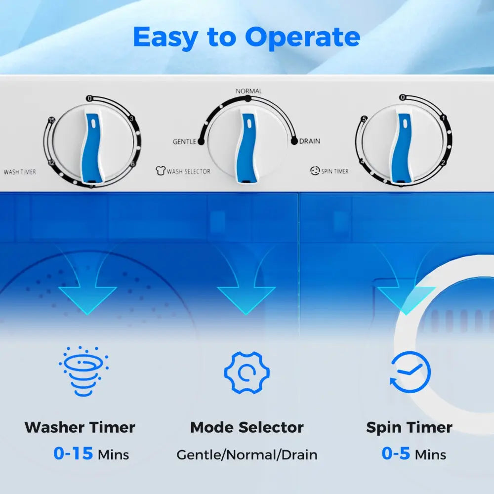 17.6 lbs Portable Washing Machine with Drain Pump-Blue - Blue - Washing Machines