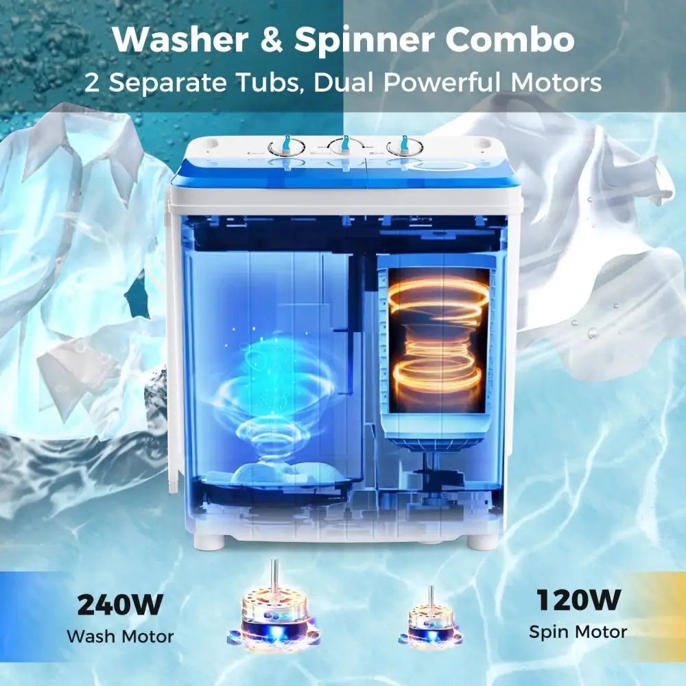 17.6 lbs Portable Washing Machine with Drain Pump-Blue Costway