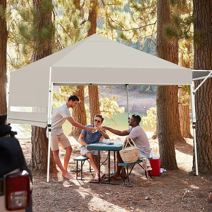 17 Feet x 10 Feet Foldable Pop Up Canopy with Adjustable Instant Sun Shelter-Gray - Gray - Canopies